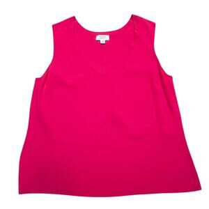 Talbots Petites Tank Top Womens 1X Pink Sleeveless V Neck Knit Blouse Casual